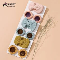 SWEET FIRST LOVE Flower Sunglasses And Elastic Headband Bow For Baby Girls -Baby Products Store set of cute flower sunglasses and elastic headband bow for baby girls baby headband proactive baby 40092181659890