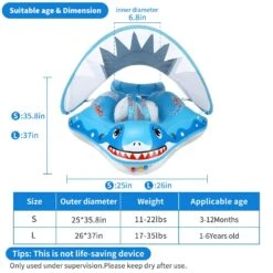 SwimBoBo Inflatable Baby Float With Canopy Shark Variant Age 3 Months - 6 Years -Baby Products Store swimbobo inflatable baby float with canopy shark variant age 3 months 6 years proactive baby 37137720213746