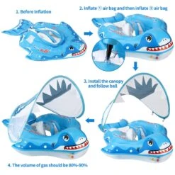 SwimBoBo Inflatable Baby Float With Canopy Shark Variant Age 3 Months - 6 Years -Baby Products Store swimbobo inflatable baby float with canopy shark variant age 3 months 6 years proactive baby 37137721852146