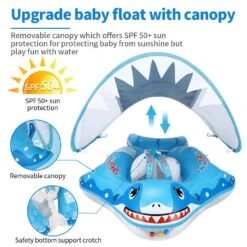 SwimBoBo Inflatable Baby Float With Canopy Shark Variant Age 3 Months - 6 Years -Baby Products Store swimbobo inflatable baby float with canopy shark variant age 3 months 6 years proactive baby 37137722736882