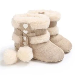 Baby Products Store -Baby Products Store winter warm snow baby boots with fluff balls beige 0 6 months proactive baby 38027930632434