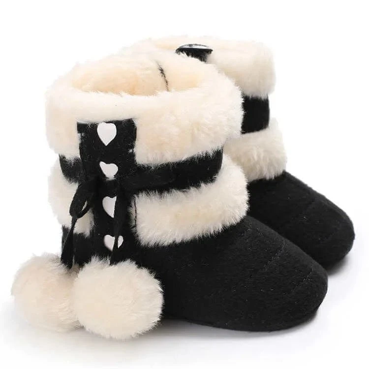 Winter Warm Snow Baby Boots With Fluff Balls 3 Winter Warm Snow Baby Boots With Fluff Balls - Image 3